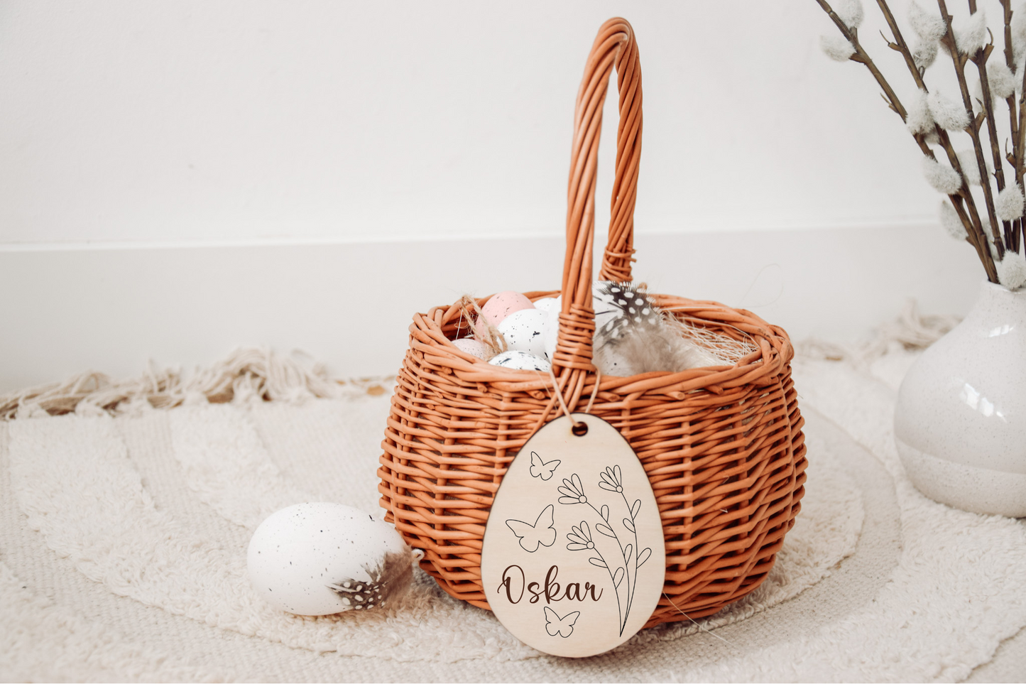 Osterkorb Kinder - mit Blumen und Schmetterling