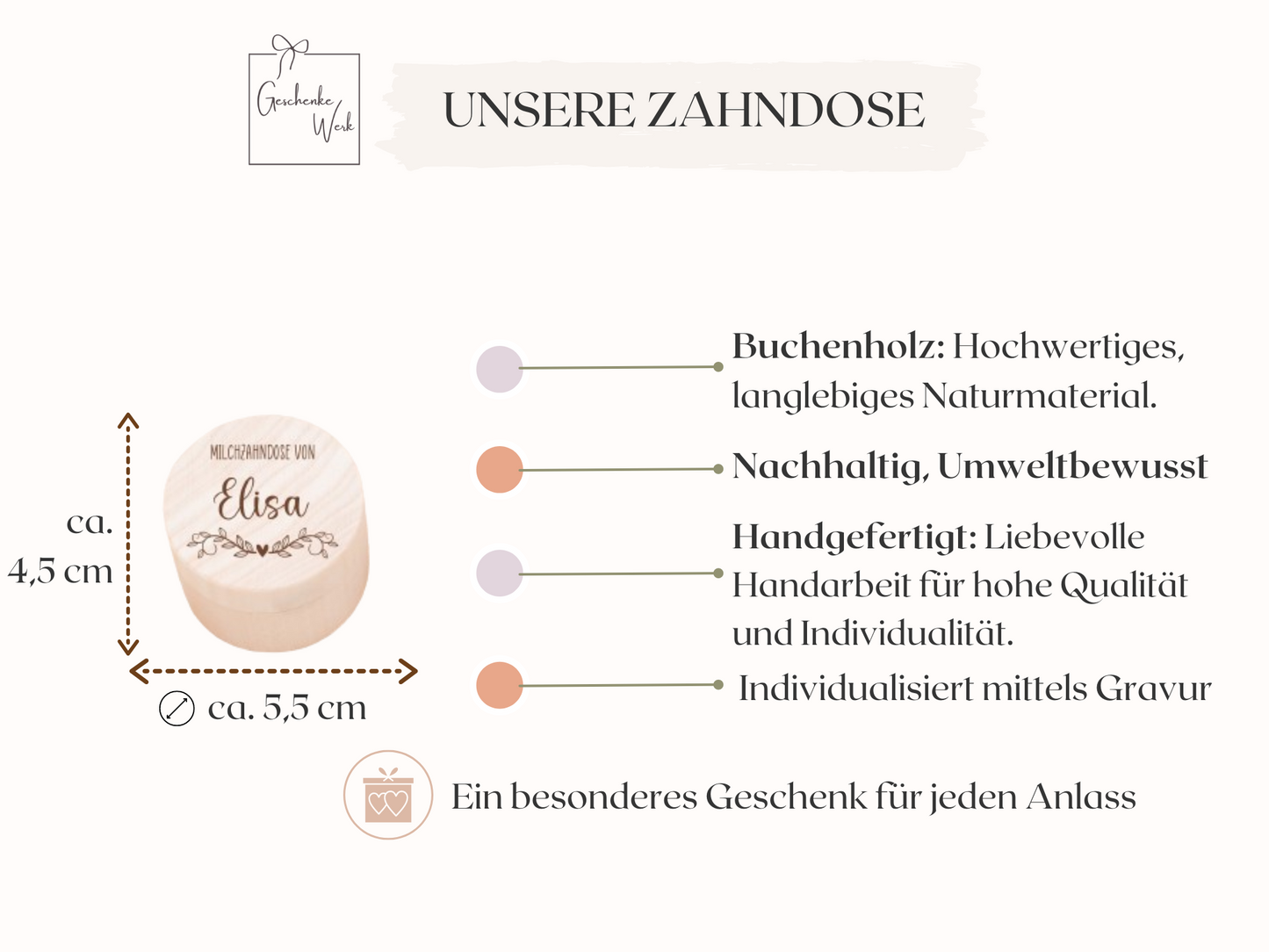 Milchzahndose personalisiert - Blumenkranz