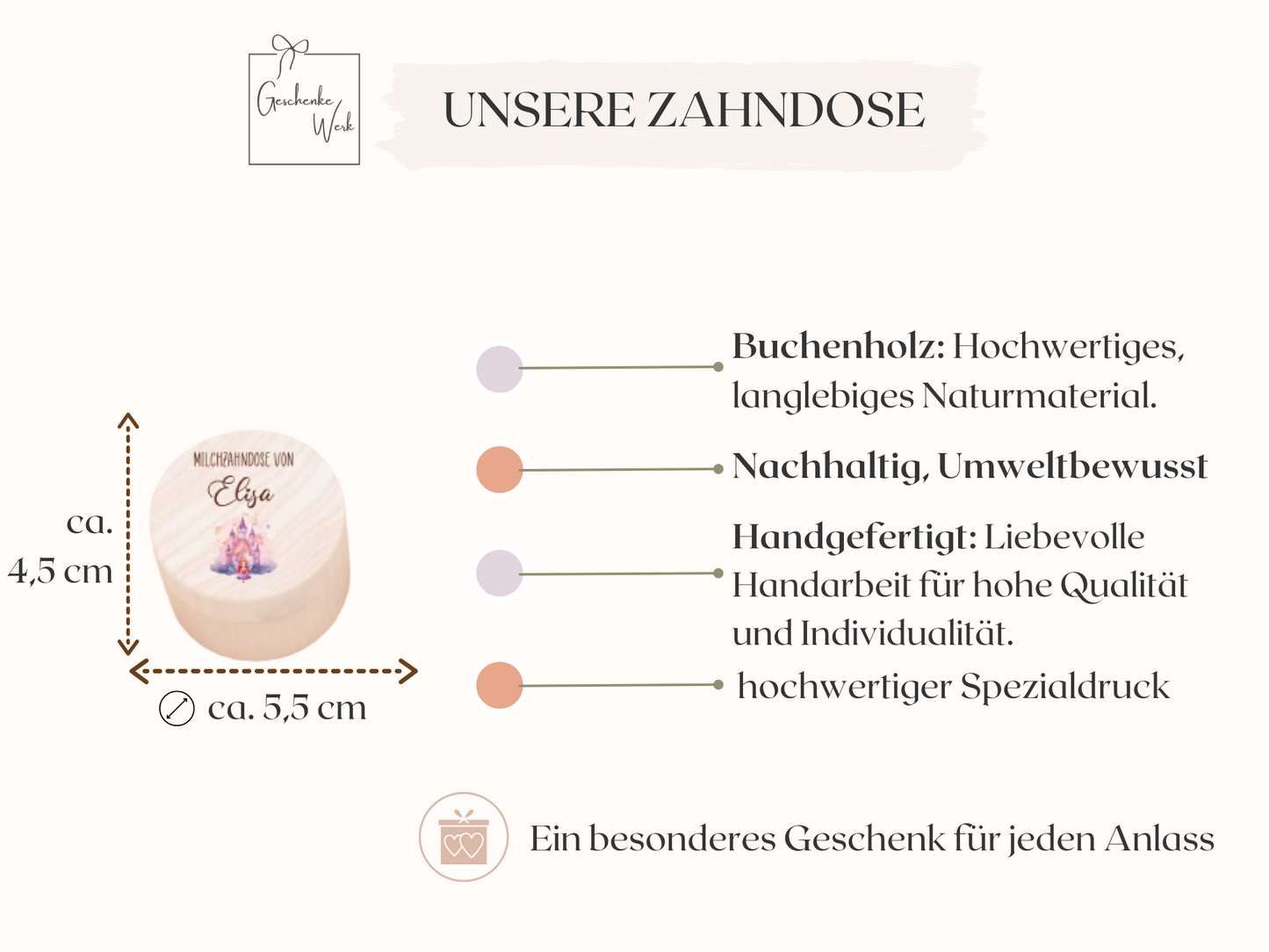 Milchzahndose personalisiert - mit Fee und Märchenschloss