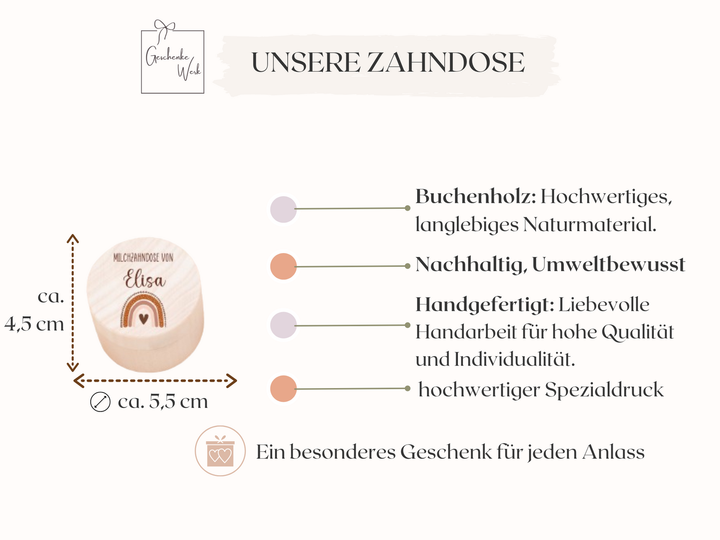 Milchzahndose personalisiert - Regenbogen