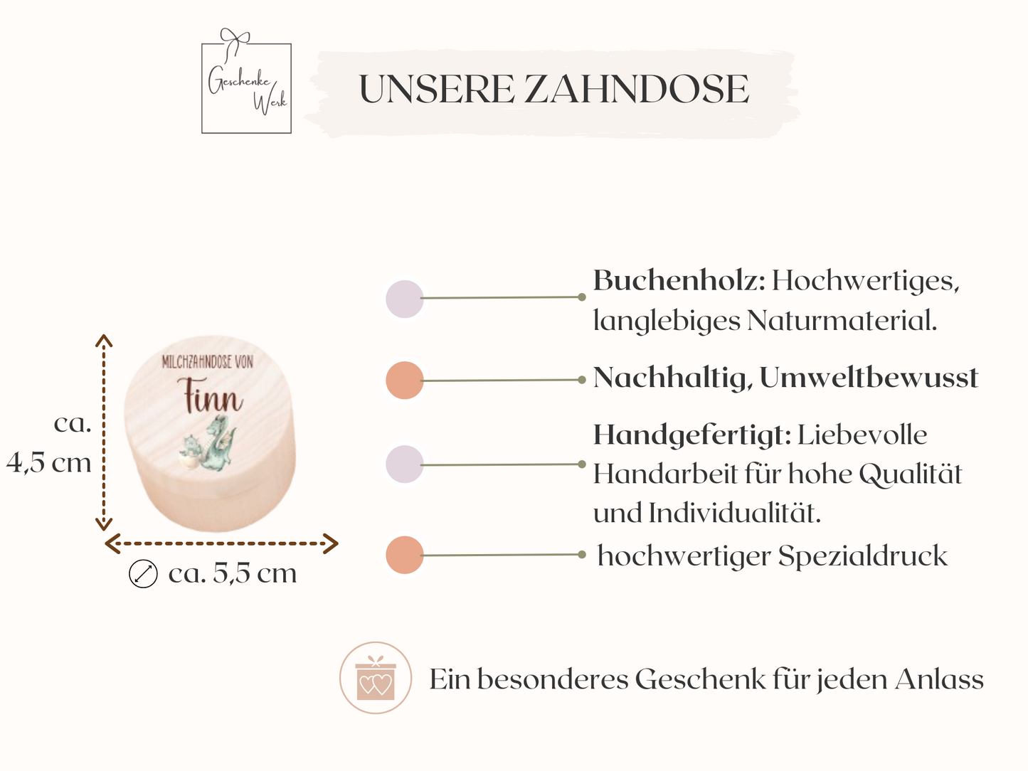 Milchzahndose personalisiert - Dinosaurier