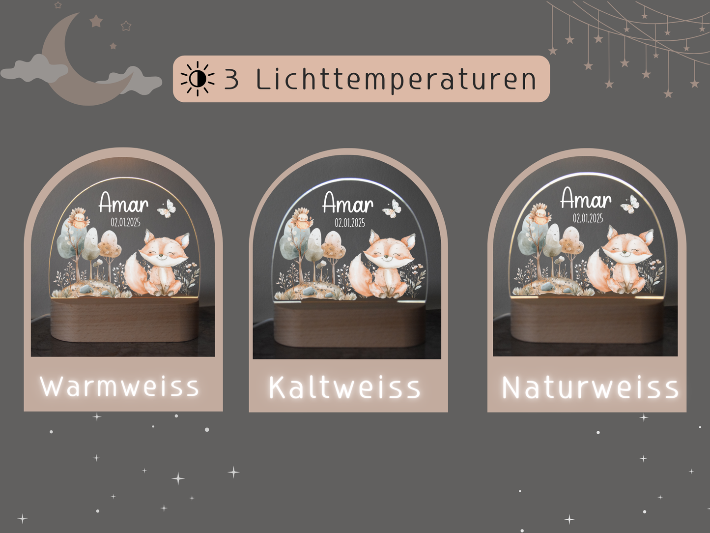 Nachtlicht Kinder - versch. Tieren