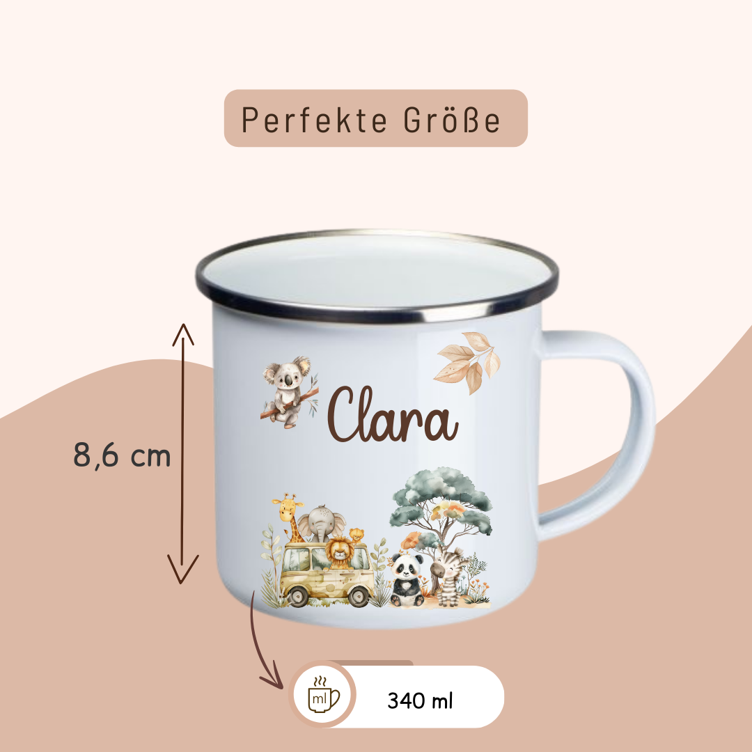 Emaille Kinder Tasse - Safari