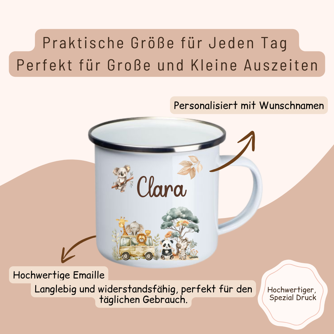 Emaille Kinder Tasse - Safari