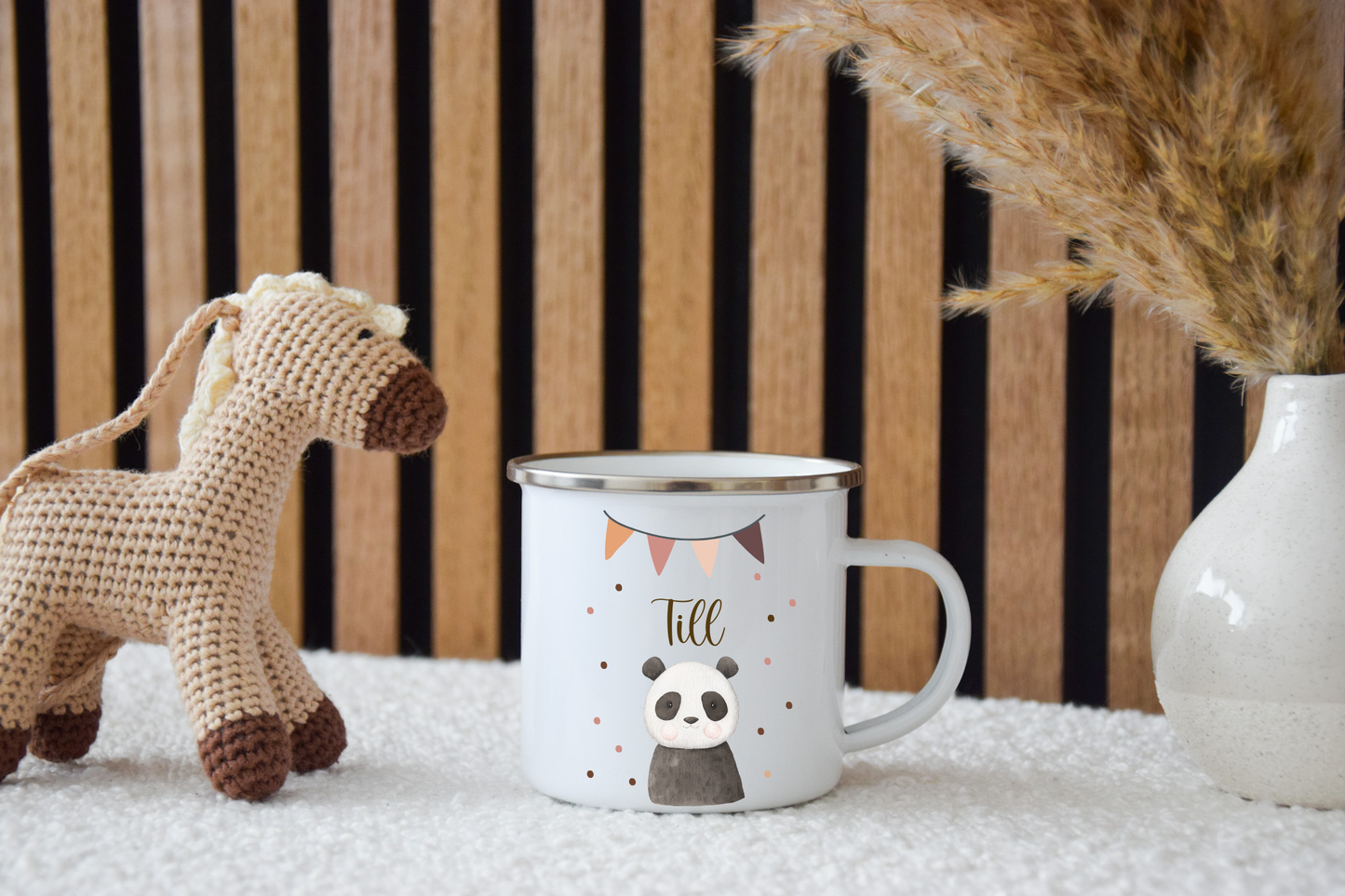 Emaille Kinder Tasse - wähle aus vielen versch. Tieren