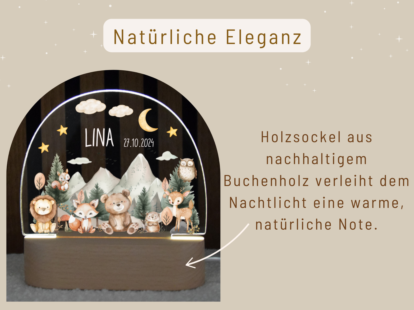 Nachtlicht - Woodland Tiere, Berge