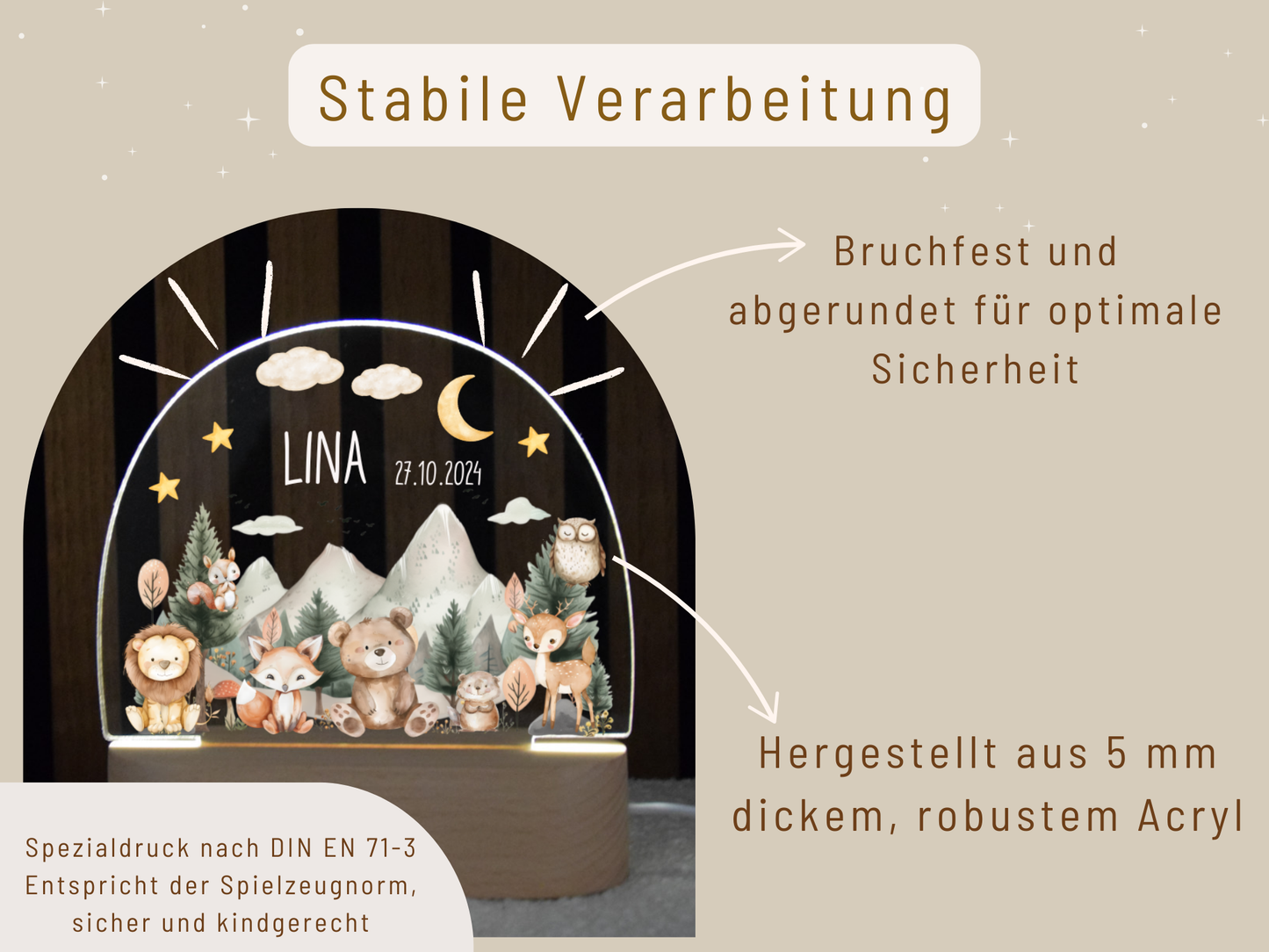 Nachtlicht - Woodland Tiere, Berge