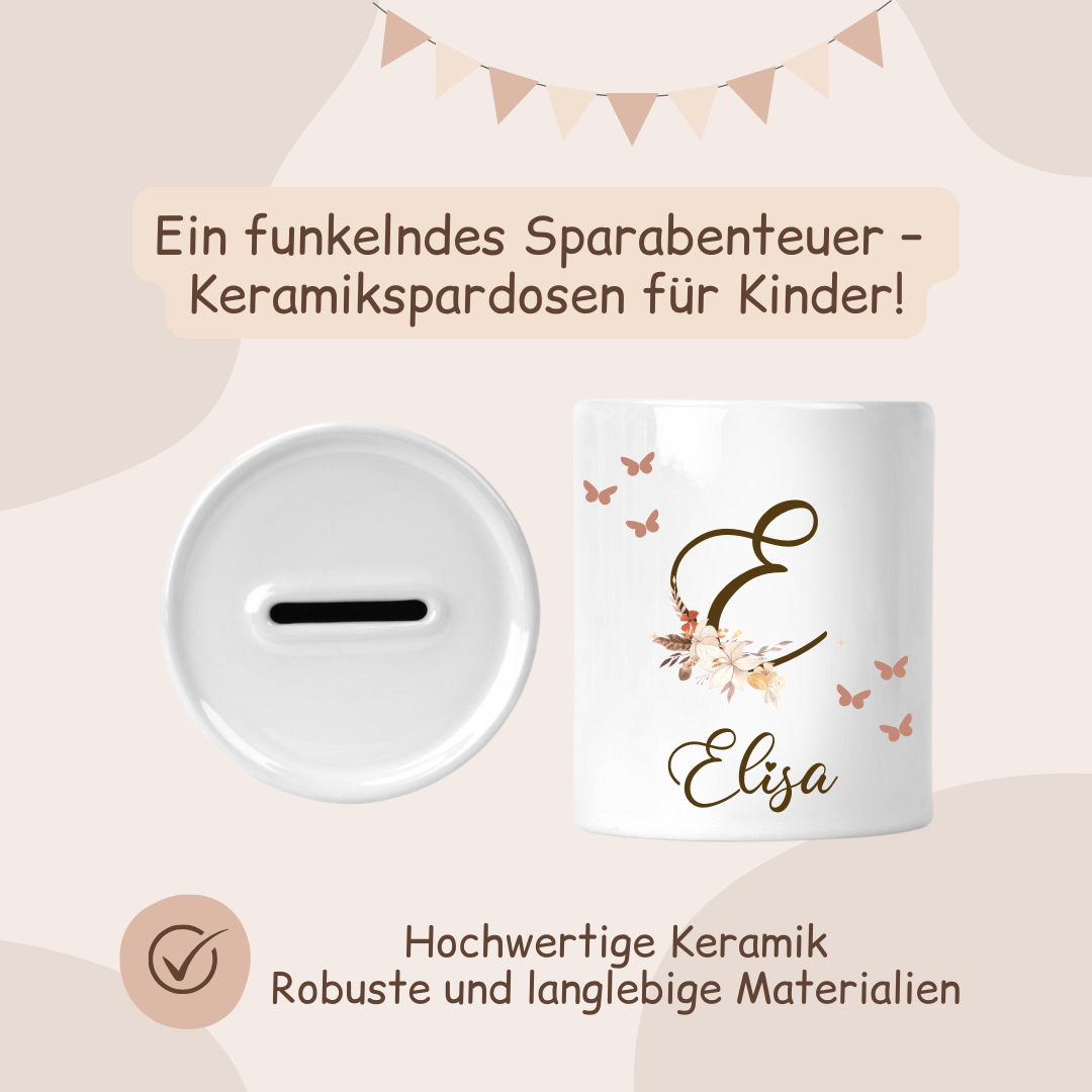 Spardose Keramik - mit Initial und Namen