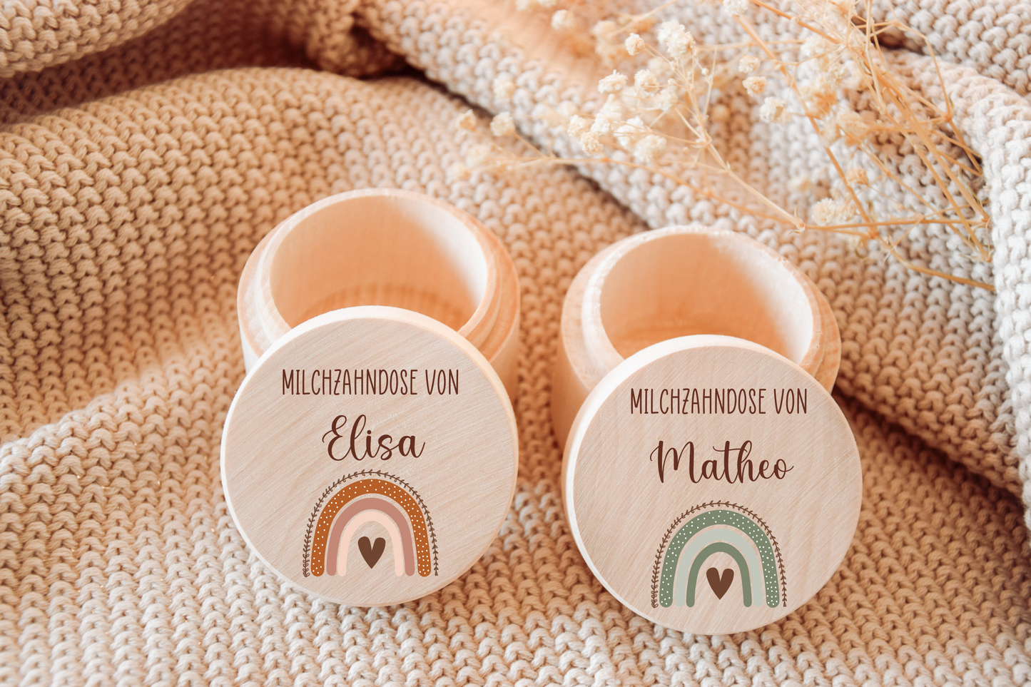 Milchzahndose personalisiert - Regenbogen