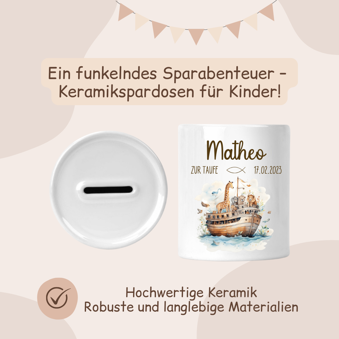 Spardose Keramik zur Taufe - Arche Noah