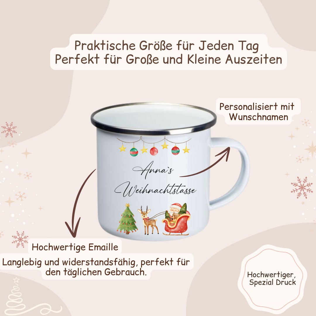 Weihnachtstasse - Weihnachtsmann, Schlitten