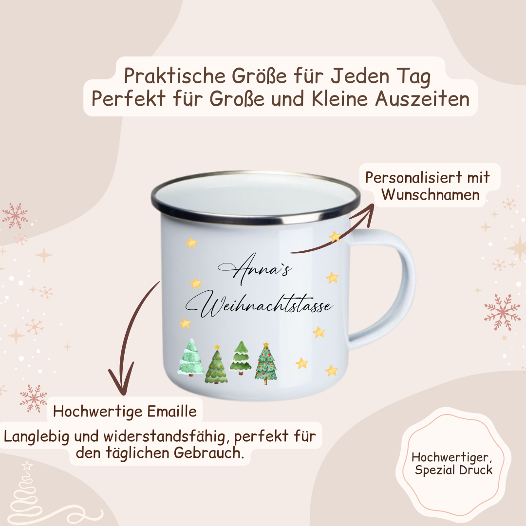 Weihnachtstasse - Tannebäume, Sterne
