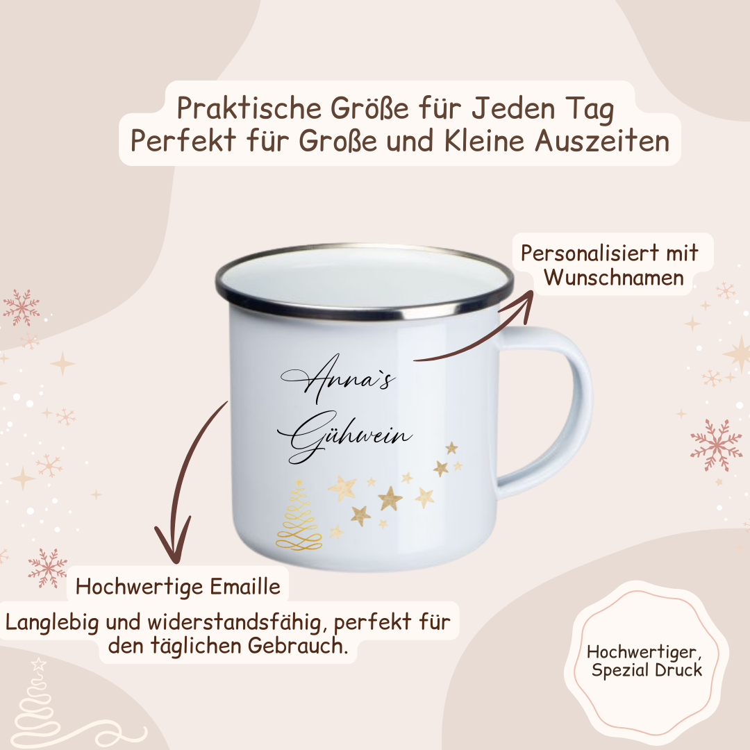 Weihnachtstasse - Glühwein, mit Stern Motiven