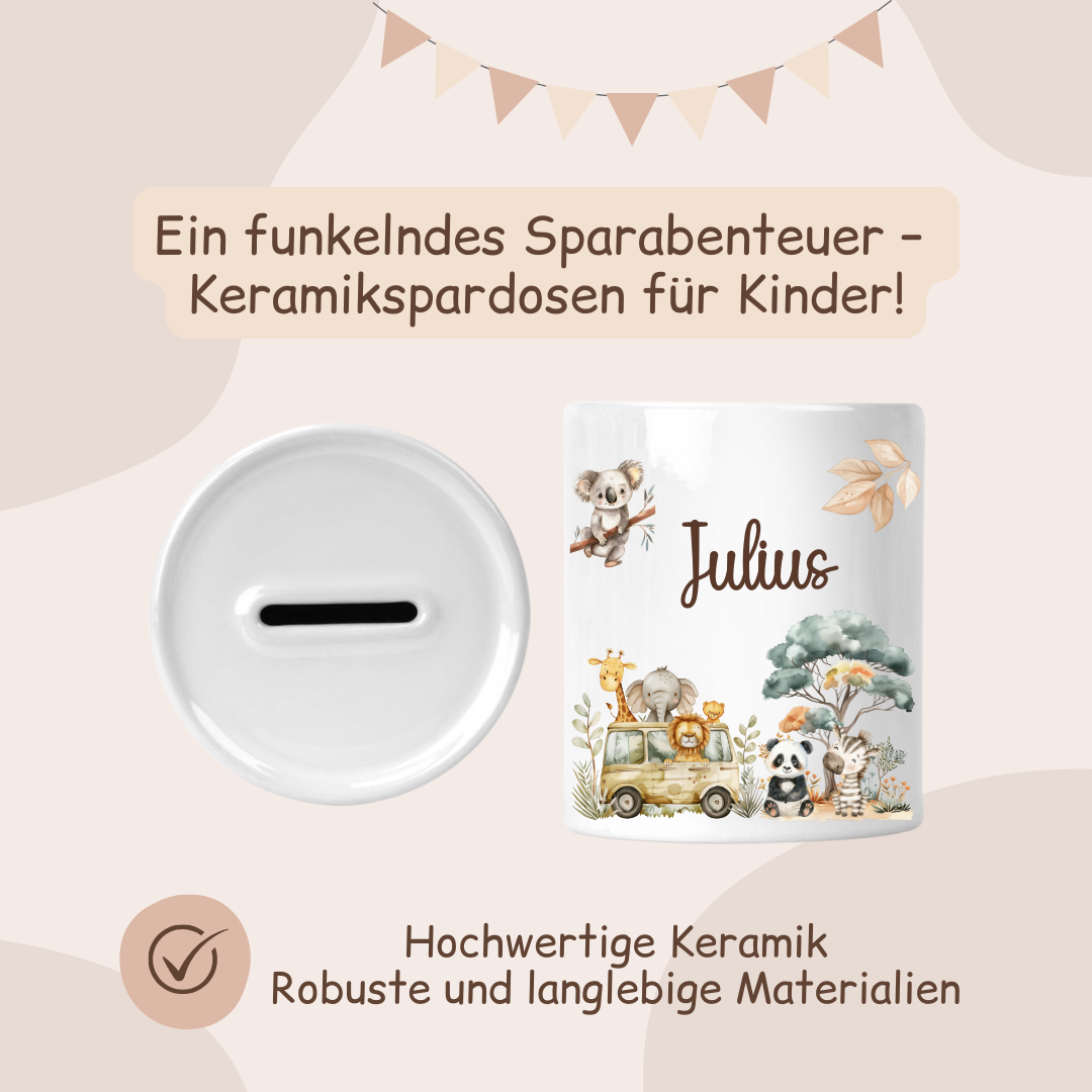Spardose Keramik - Safari Tiere