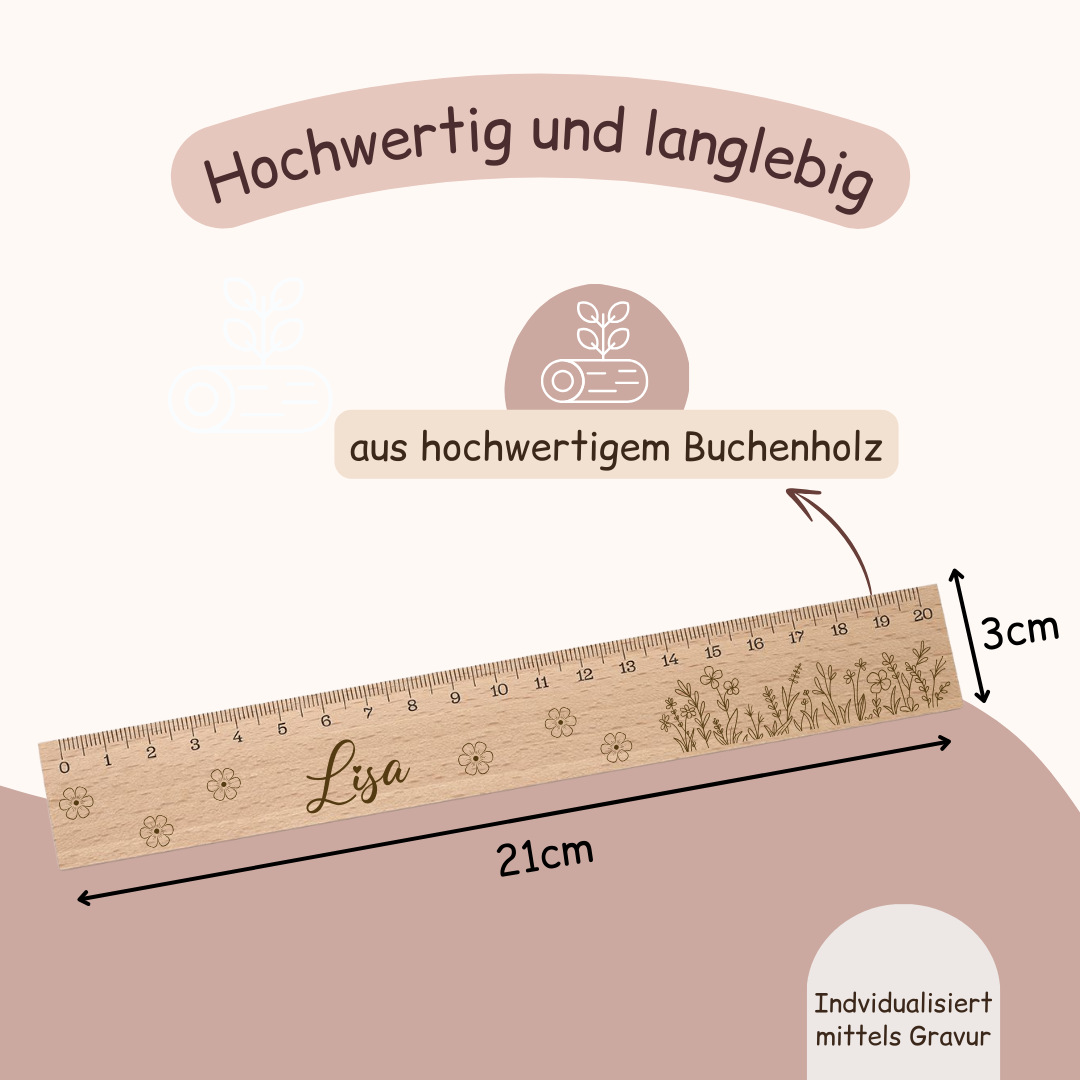 Lineal für Kinder - Blumenmotiv