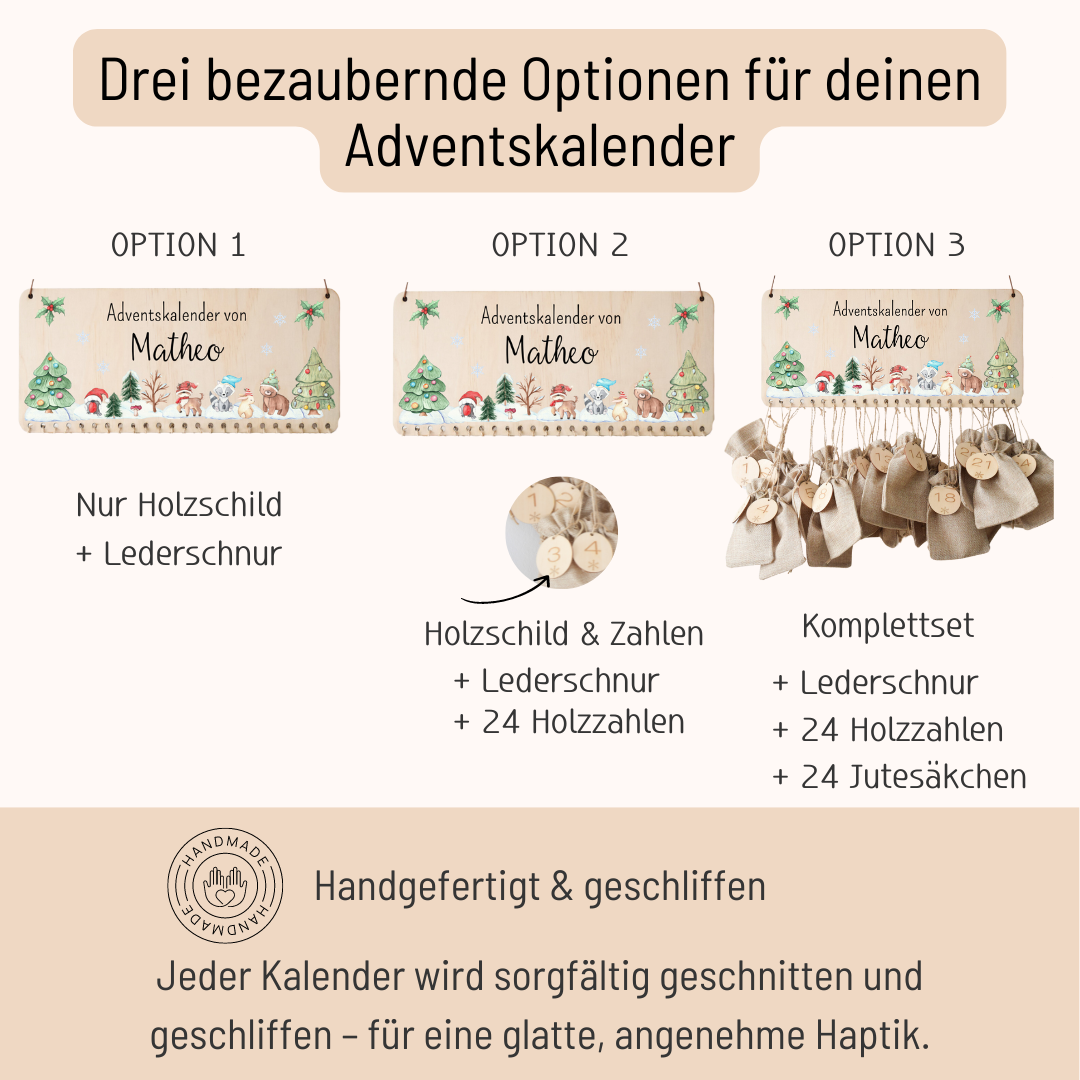 Calendrier de l'Avent avec les animaux de la forêt