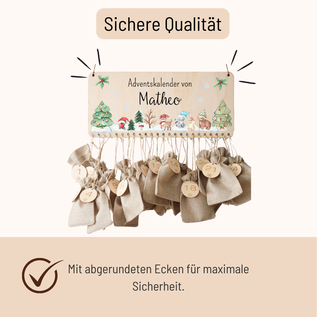 Calendrier de l'Avent avec les animaux de la forêt