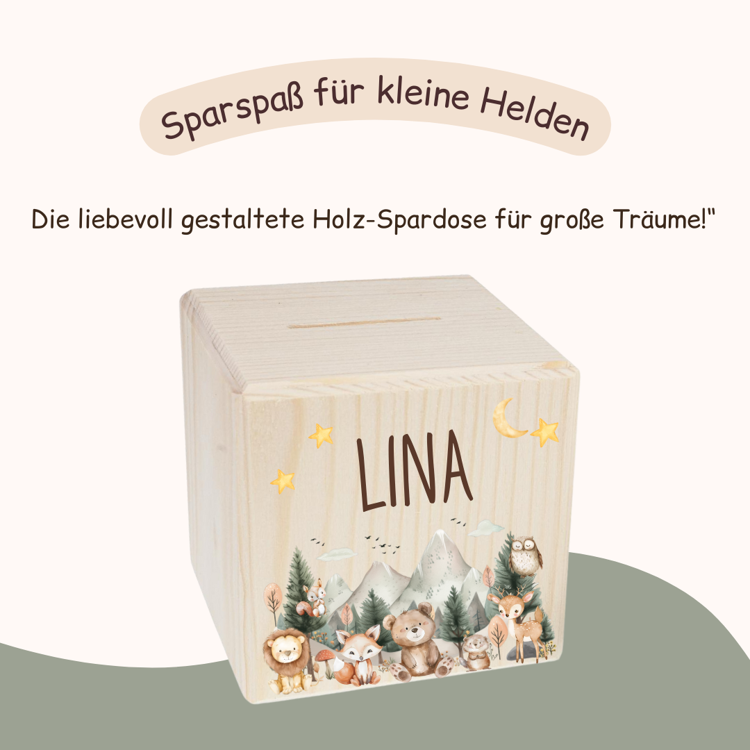 Spardose Kinder - Tiere, Berge