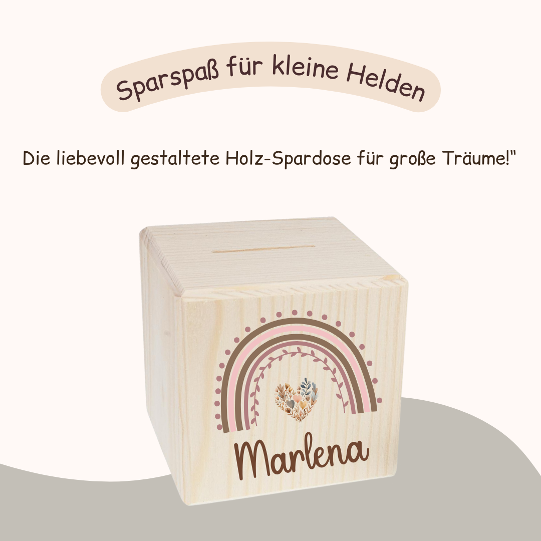 Spardose Kinder - Regenbogen Herz
