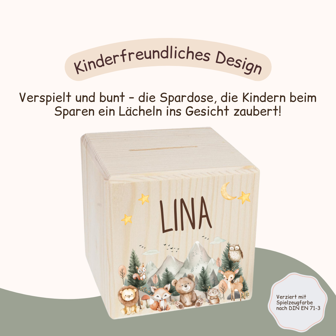Spardose Kinder - Tiere, Berge