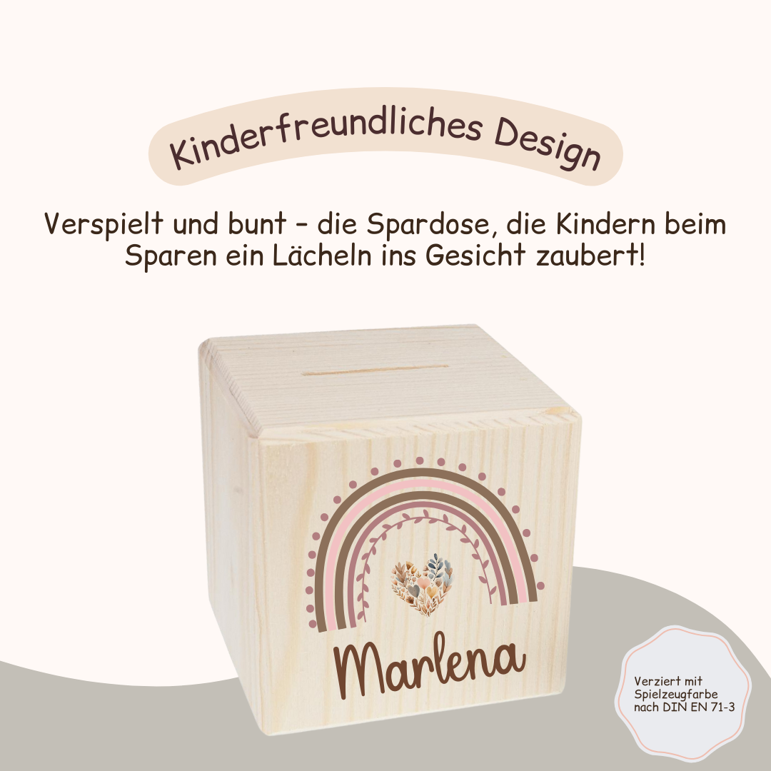 Spardose Kinder - Regenbogen Herz