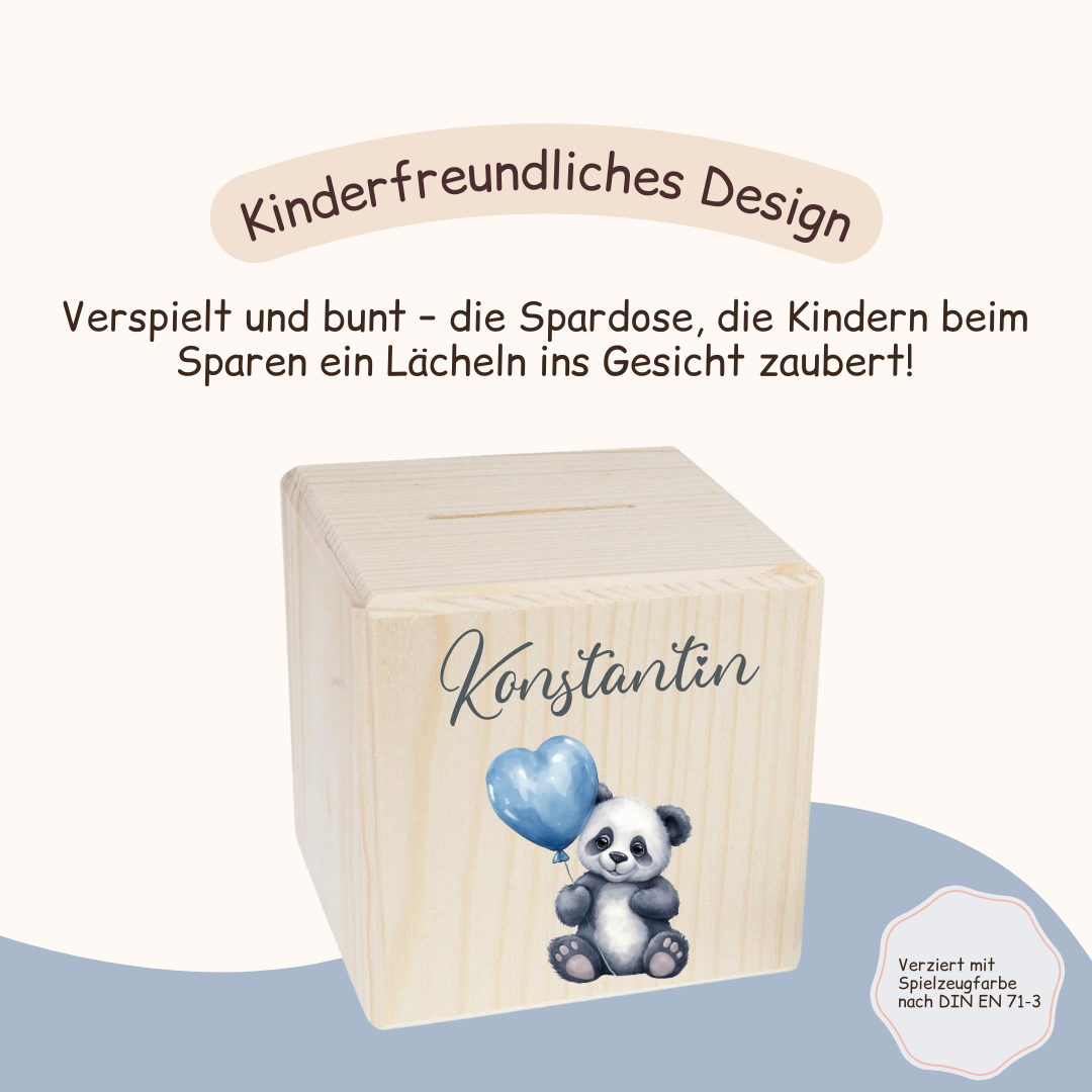 Spardose Kinder - Panda Herz