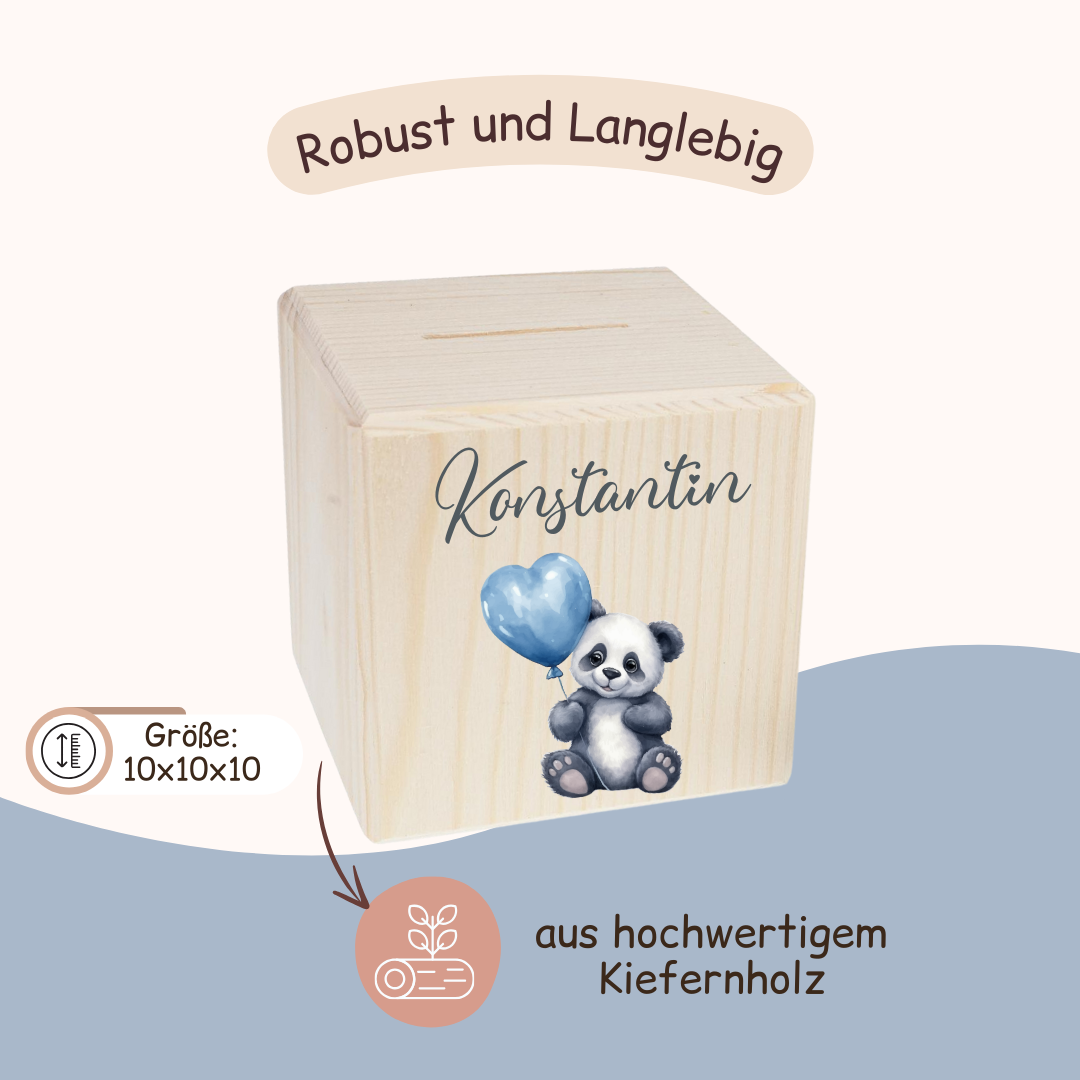 Spardose Kinder - Panda Herz