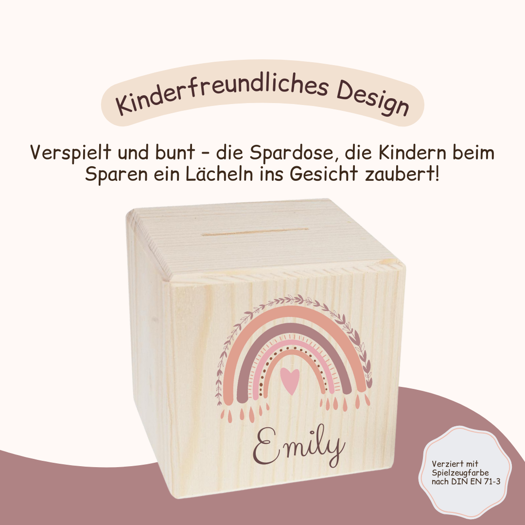 Spardose - Regenbogen Rosa Tropfen