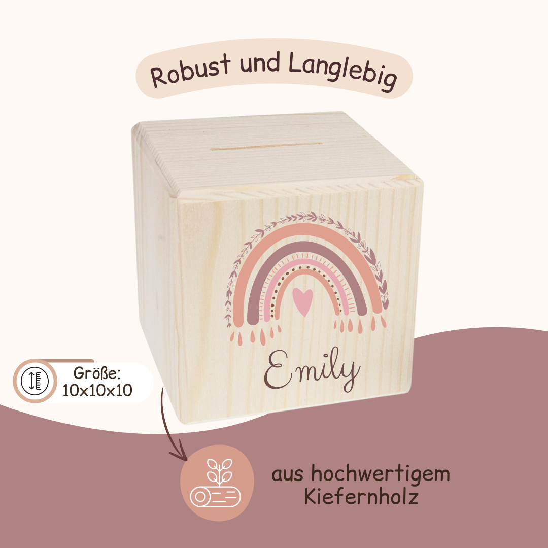 Spardose - Regenbogen Rosa Tropfen