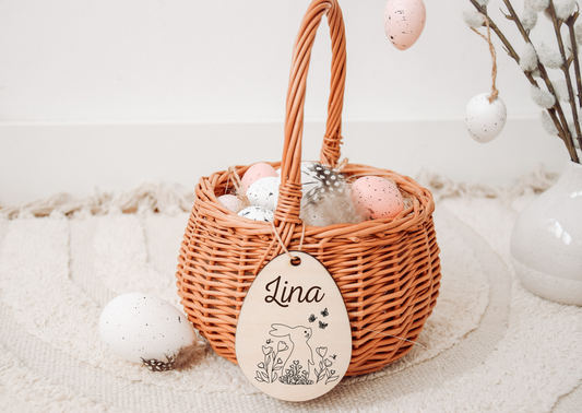 Osterkörbchen Kinder - Hase mit Blumen