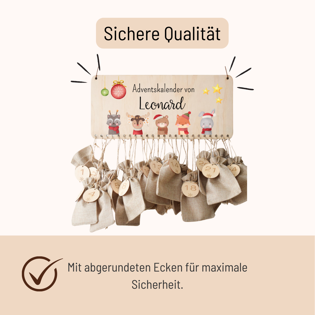 Calendrier de l'Avent avec des animaux