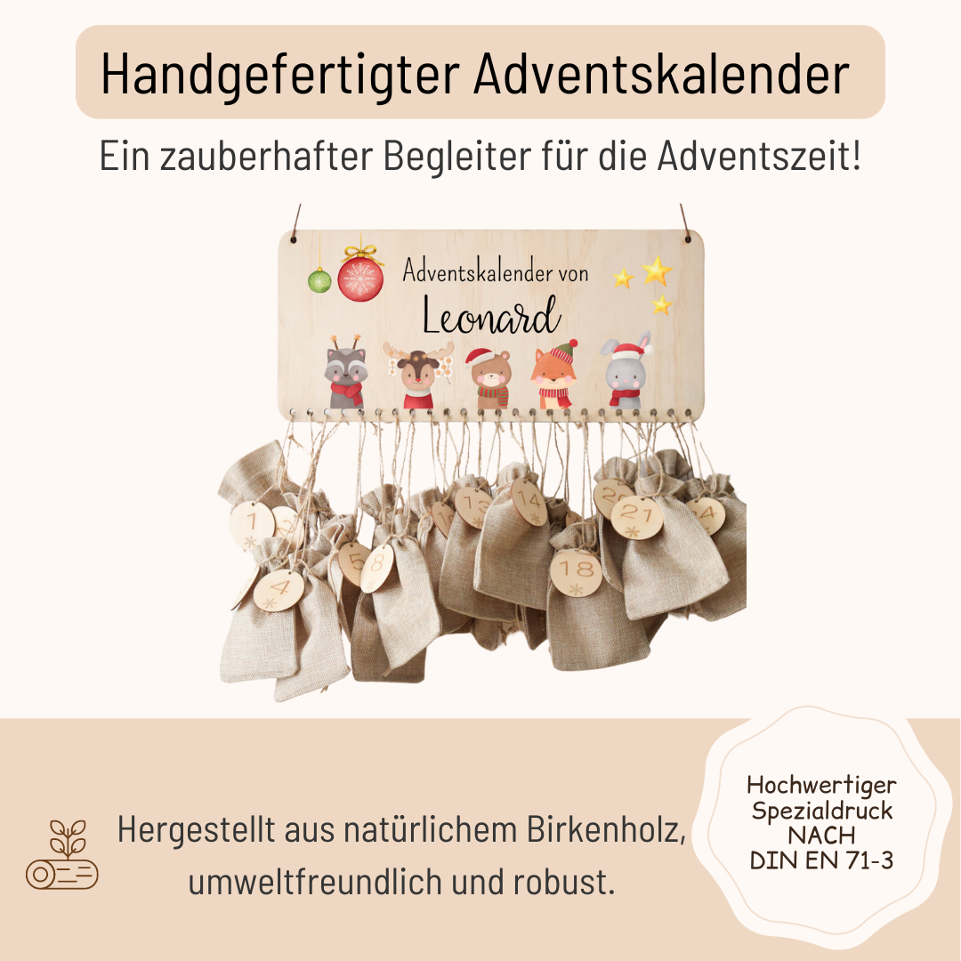 Calendrier de l'Avent avec des animaux