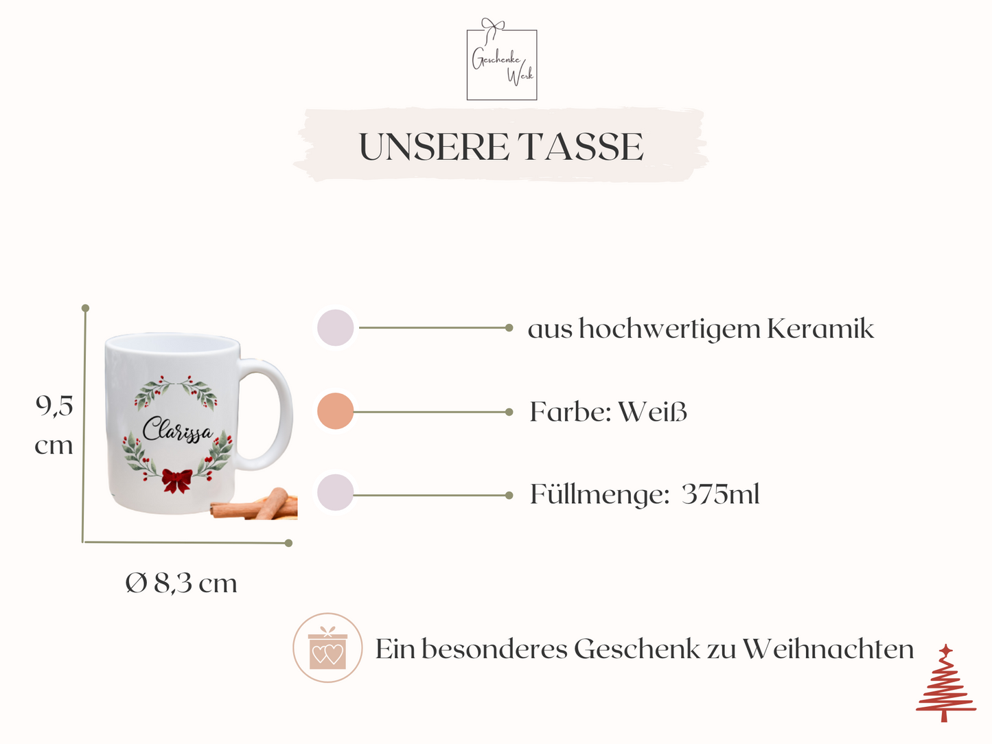 Tazza personalizzata con Grilande - Natale