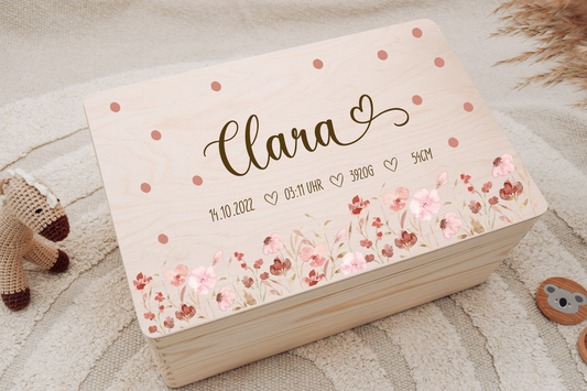 Erinnerungskiste - Rosa Blumen