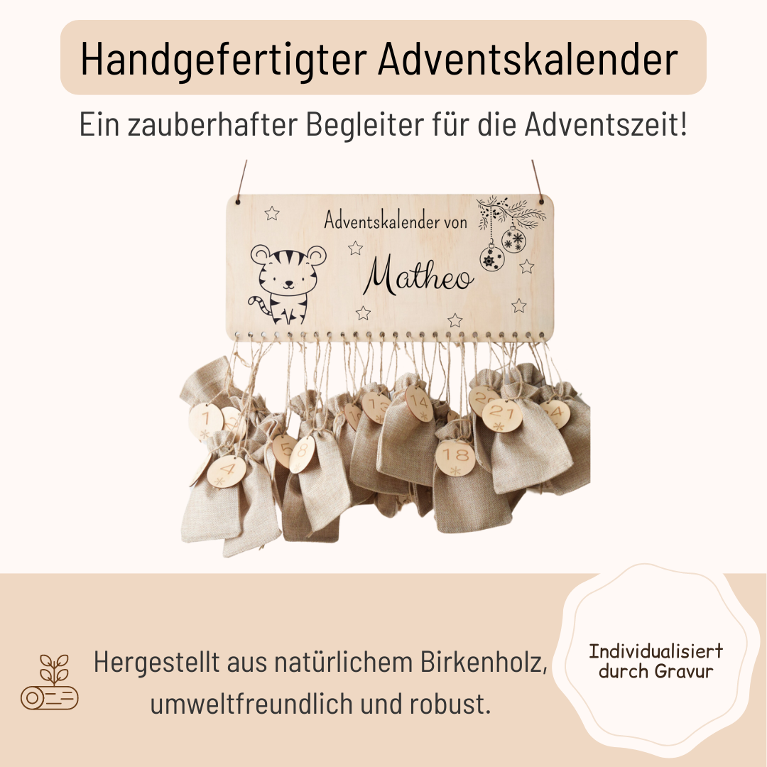 Calendrier de l'Avent pour enfants avec différents motifs d'animaux