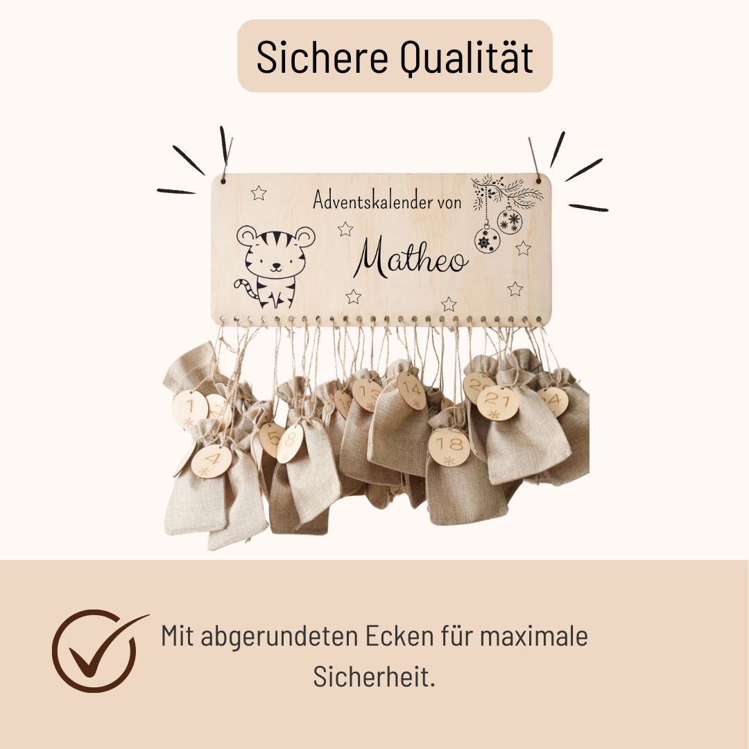 Calendrier de l'Avent pour enfants avec différents motifs d'animaux