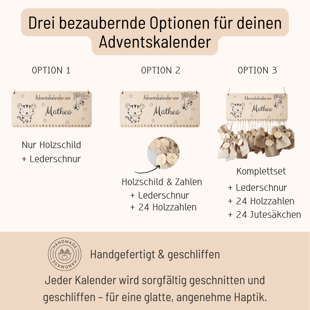 Calendrier de l'Avent pour enfants avec différents motifs d'animaux