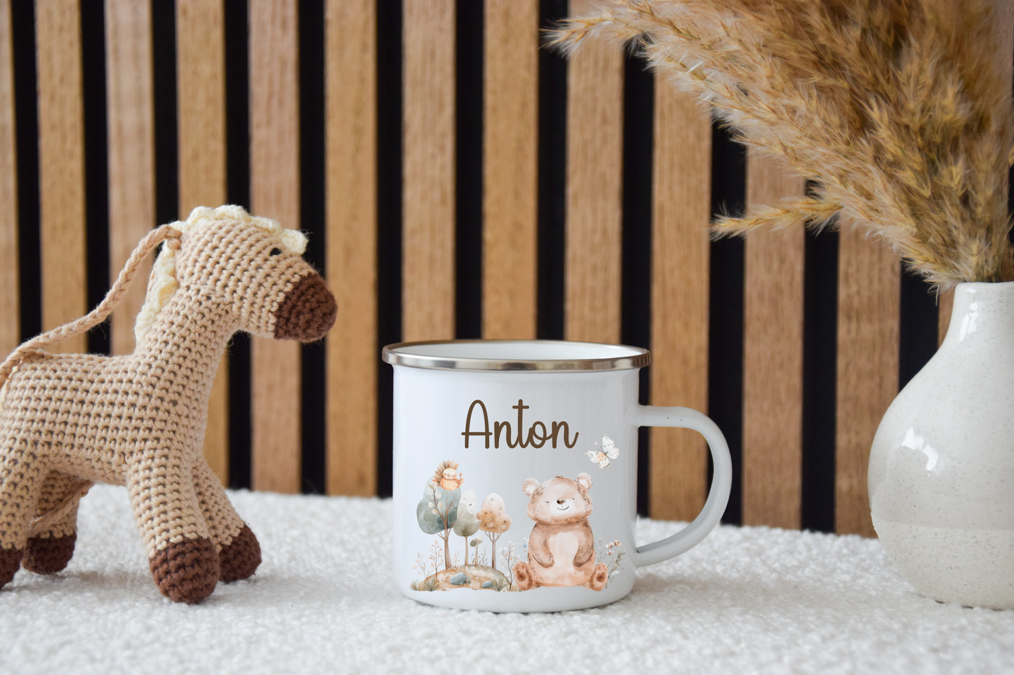 Emaille Kinder Tasse - versch. Tiermotiven