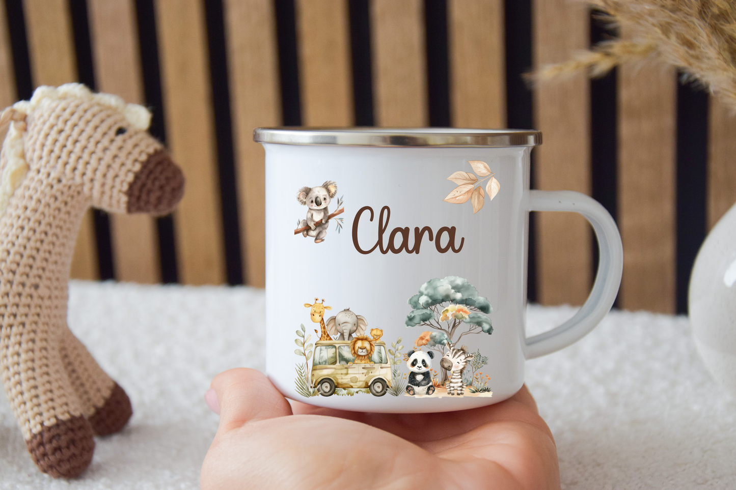 Emaille Kinder Tasse - Safari