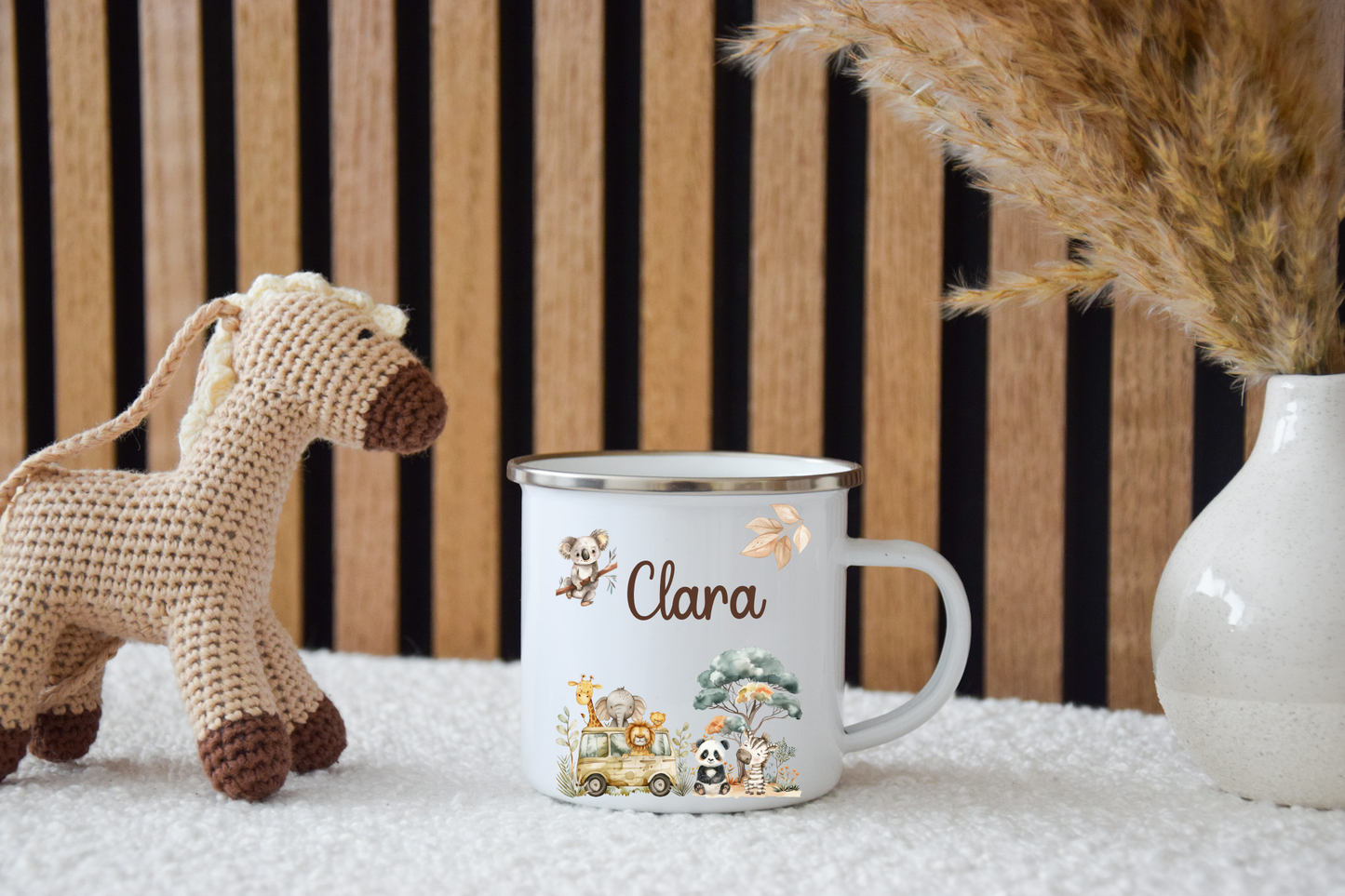 Emaille Kinder Tasse - Safari