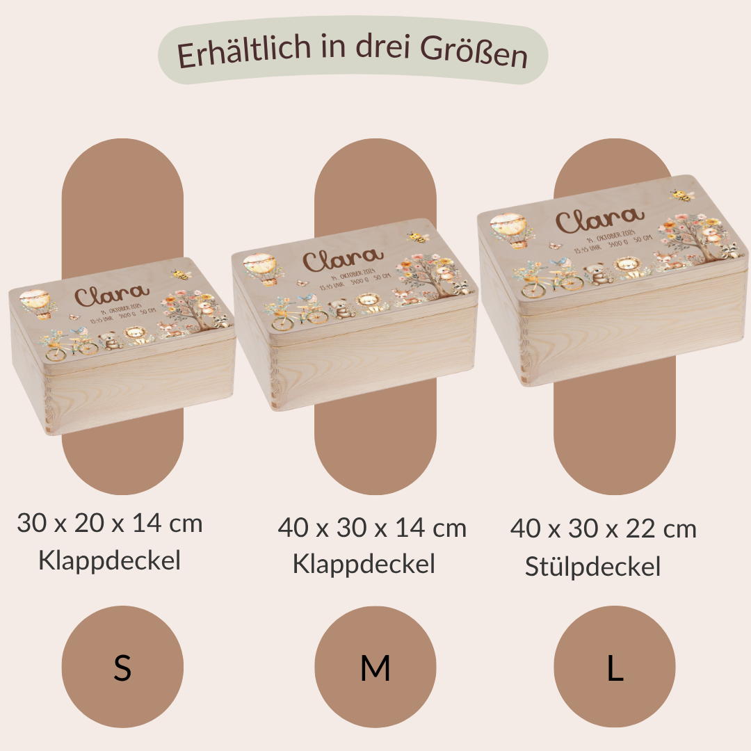Erinnerungskiste Baby - Woodlandtieren, Heisluftballon