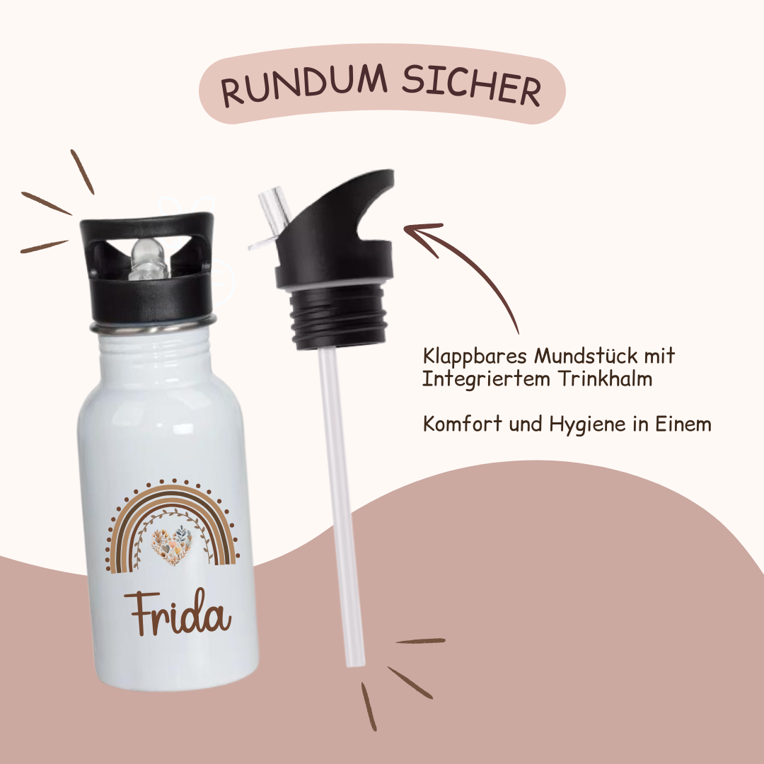 Trinkflasche personalisiert Kinder - Regenbogen