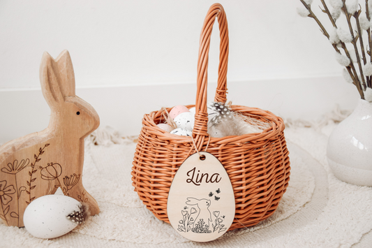 Osterkörbchen Kinder - Hase mit Blumen