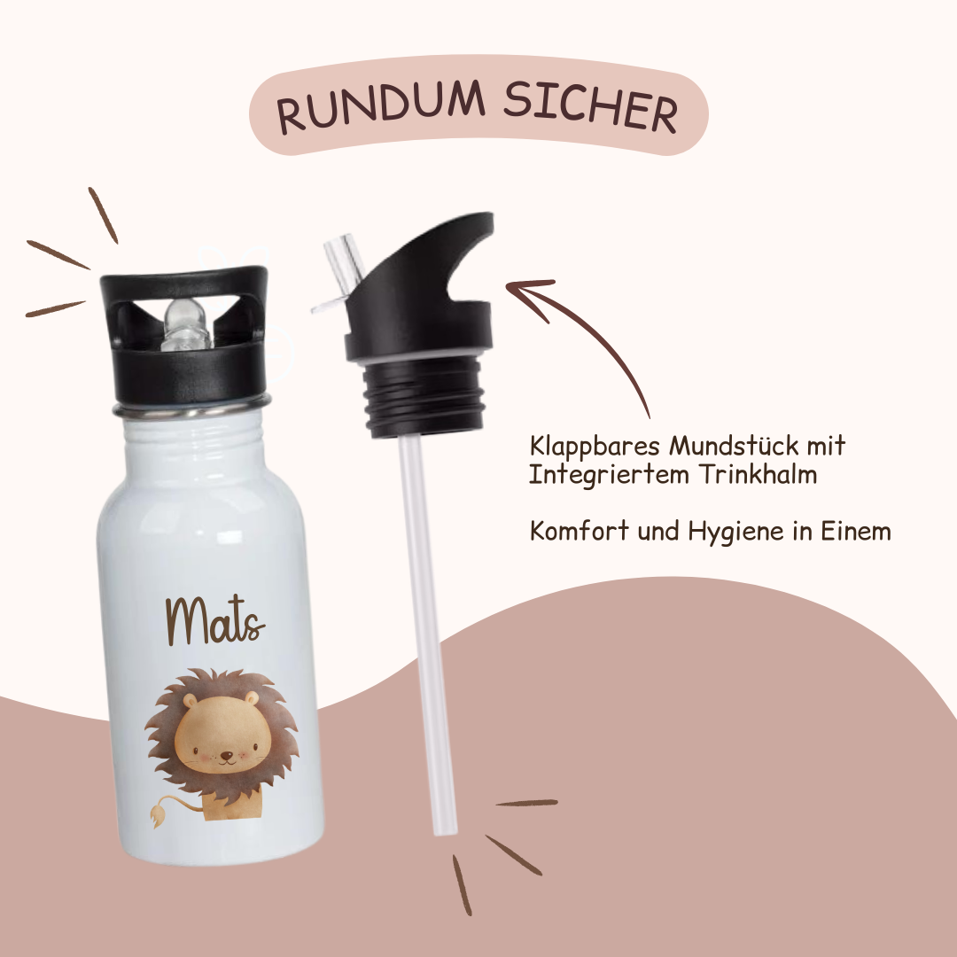 Trinkflasche personalisiert Kinder - mit versch. Tiermotiven