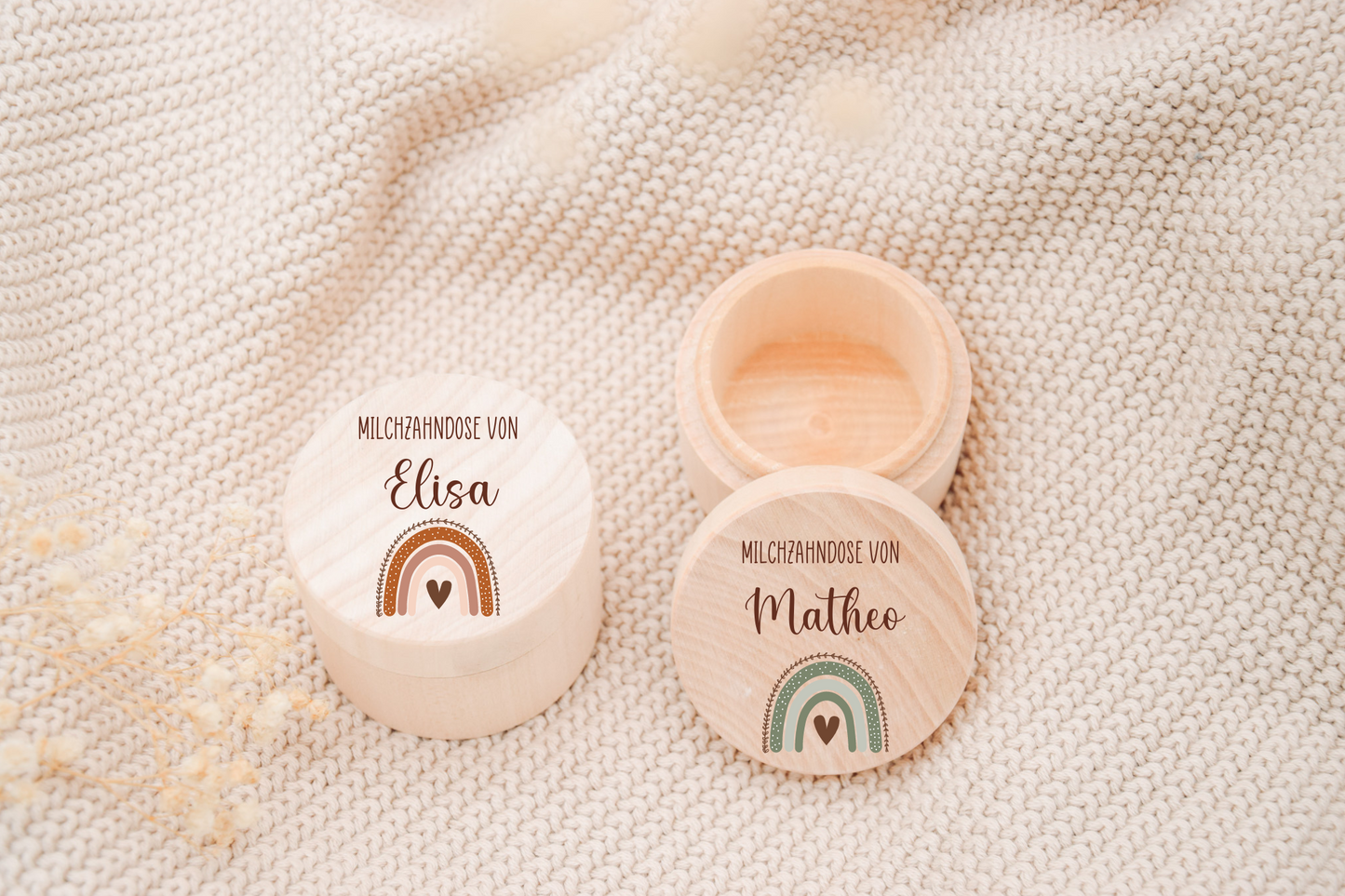 Milchzahndose personalisiert - Regenbogen