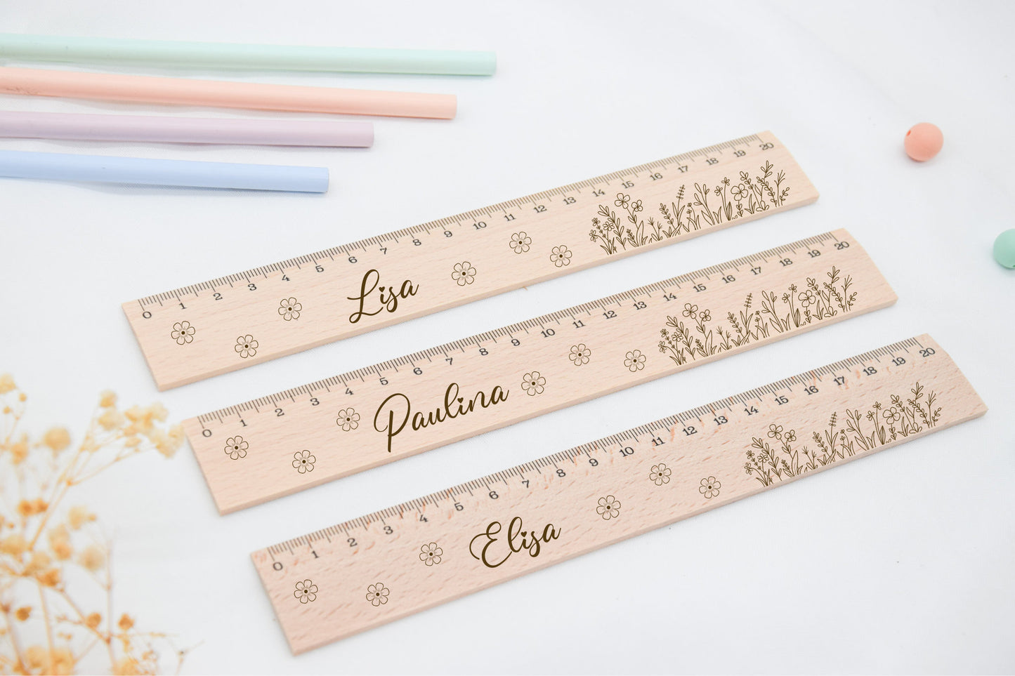Lineal für Kinder - Blumenmotiv