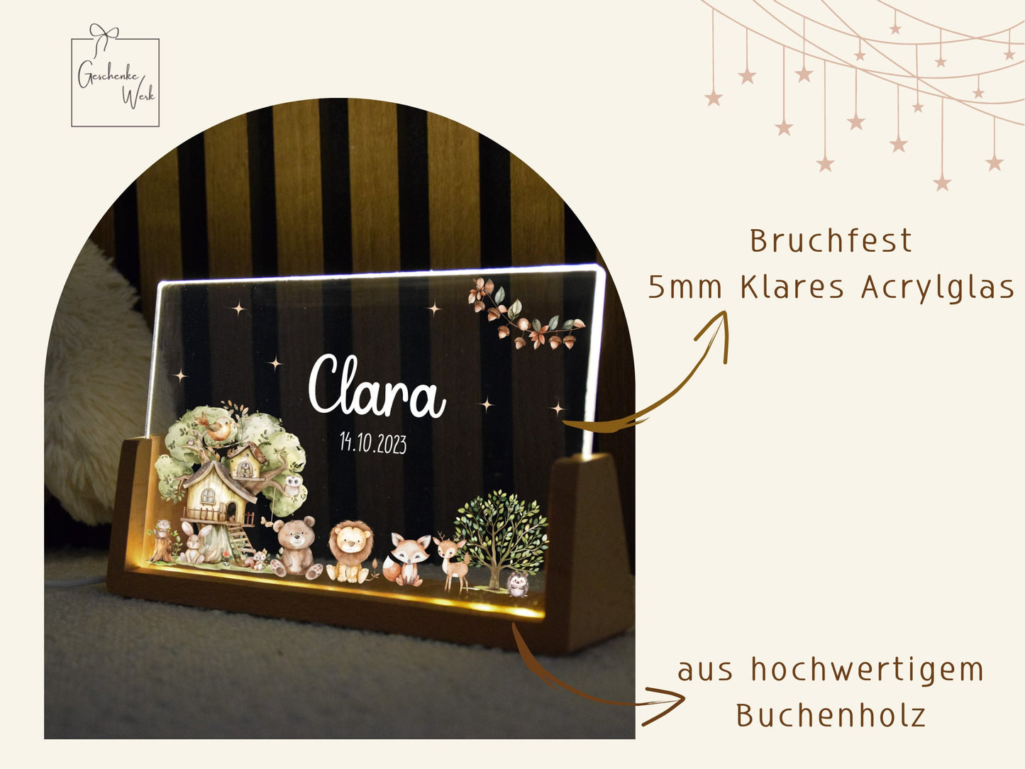 Nachtlicht Kinder - Woodland Motiv