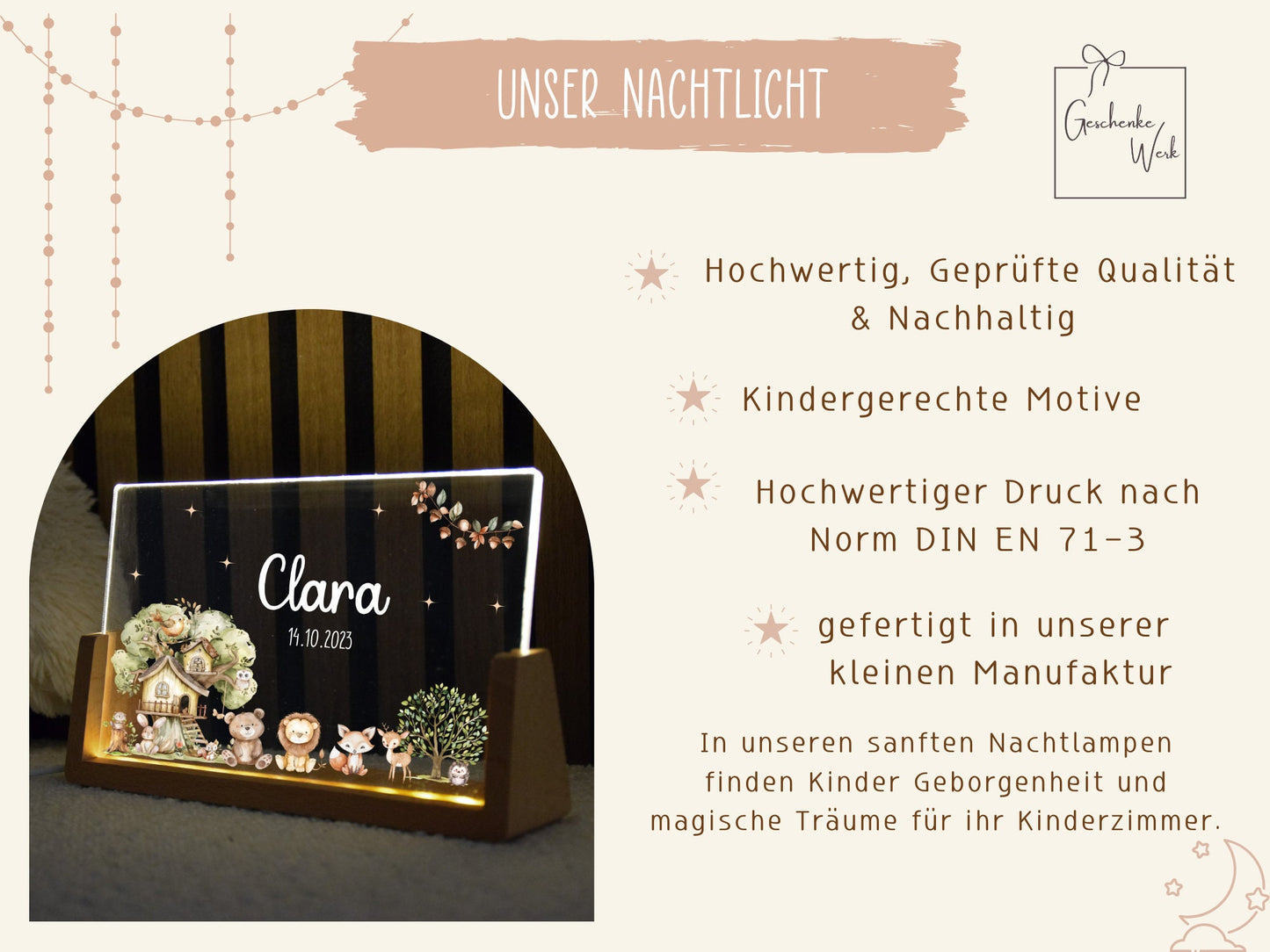 Nachtlicht Kinder - Woodland Motiv