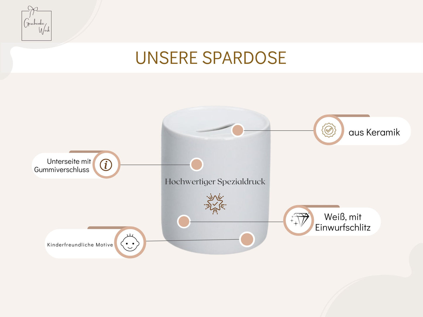 Spardose Kinder Keramik - versch. Tiermotiven