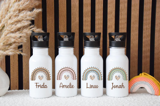 Trinkflasche personalisiert Kinder -  Regenbogen